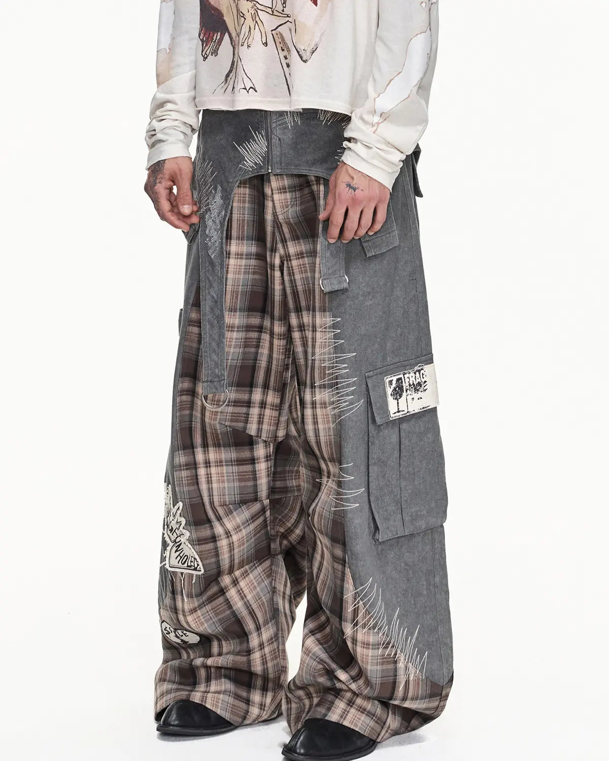 EMO"Digital Scar" Patchwork Trousers