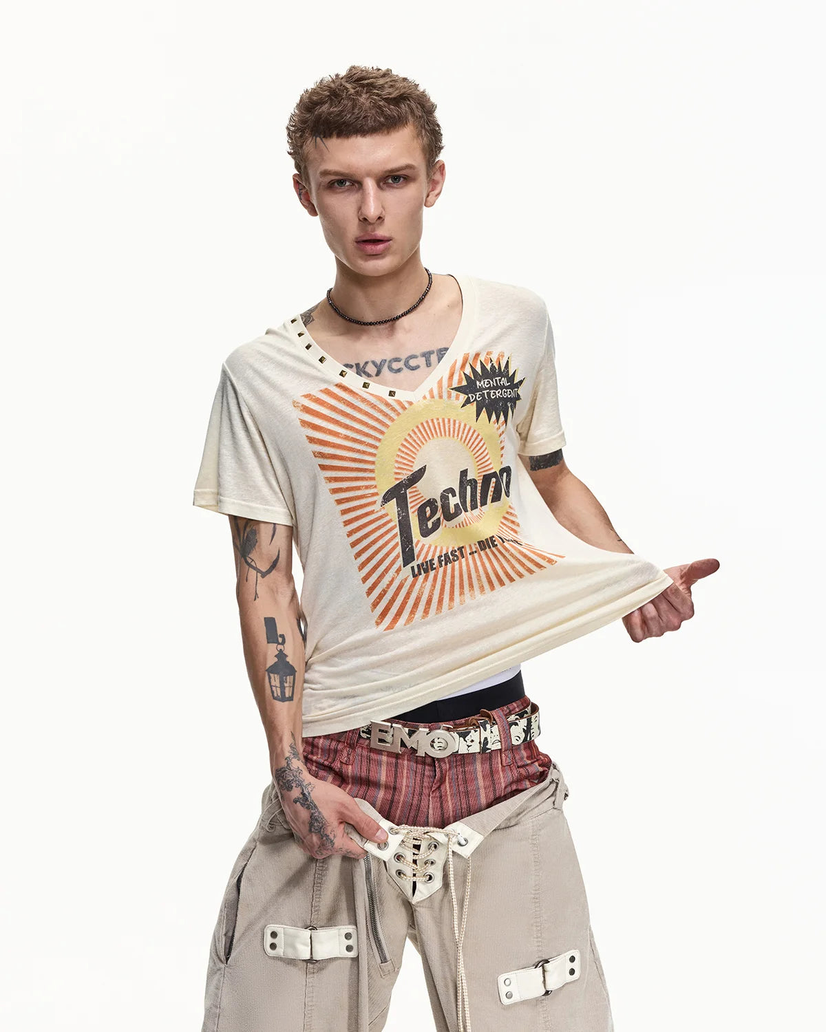 EMO Techno Wash Fitted V-Neck Tee