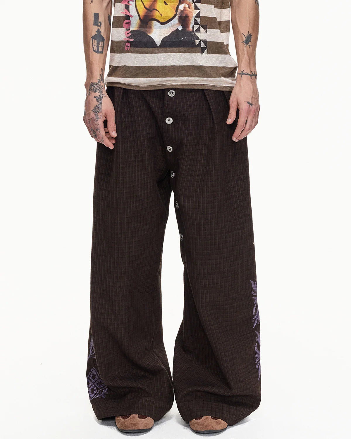 EMO Check-jacquard Wide Leg Trouser