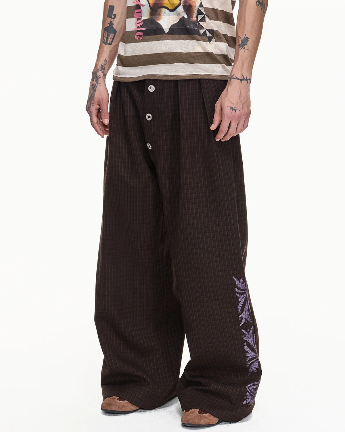 EMO Check-jacquard Wide Leg Trouser