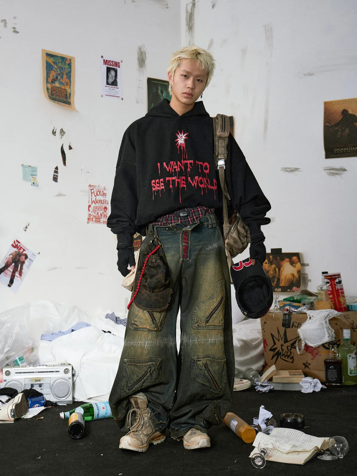 Oxidation Distressed Cargo Jeans