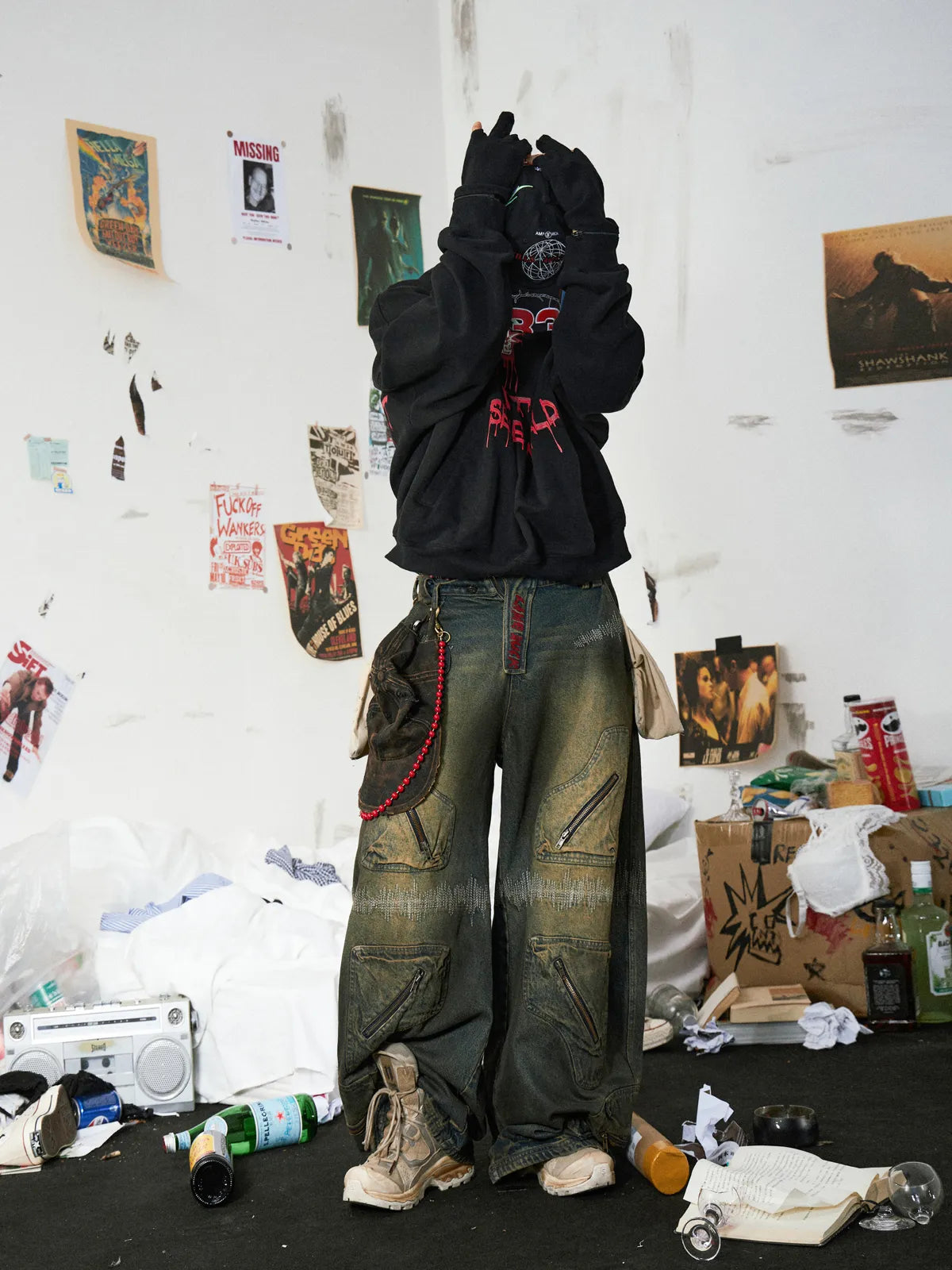 Oxidation Distressed Cargo Jeans