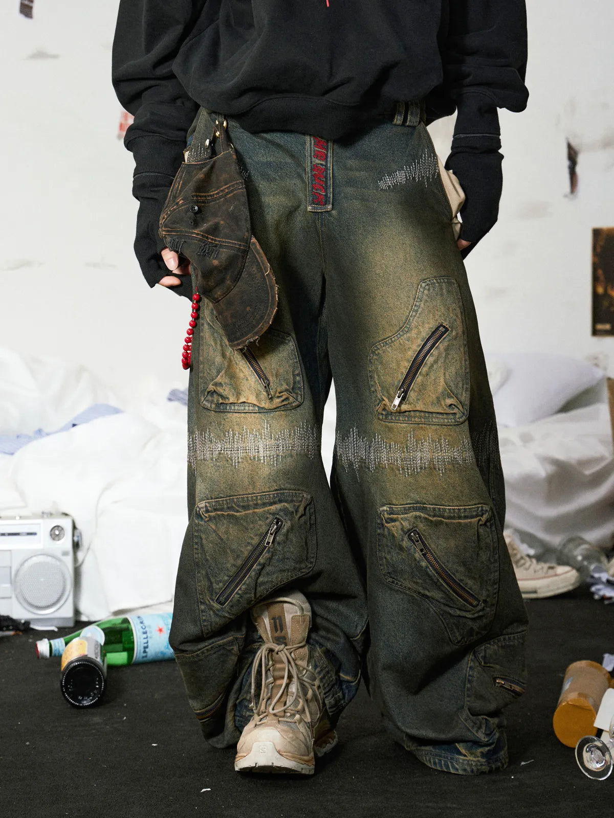 Oxidation Distressed Cargo Jeans