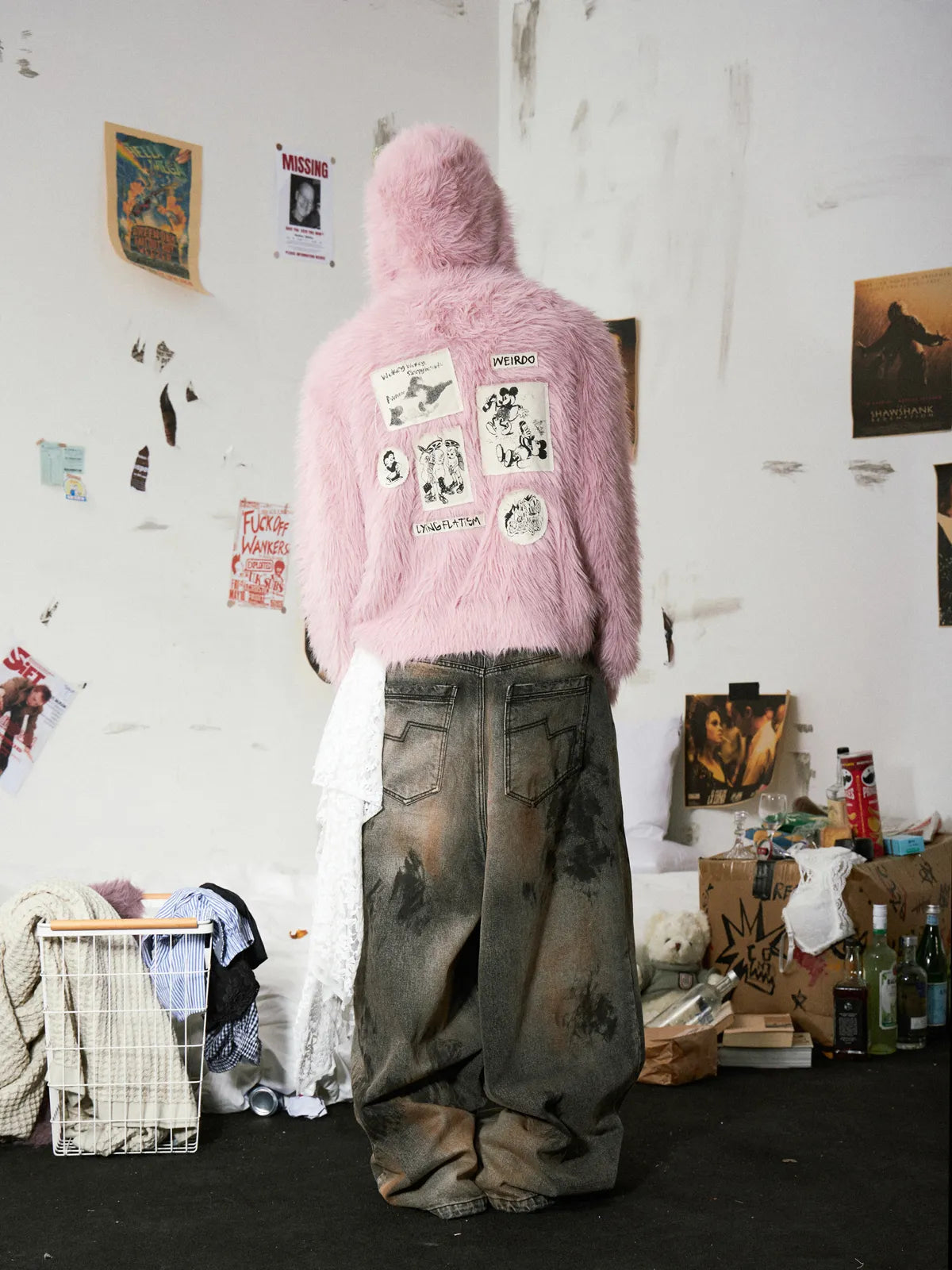 A-line Washed Baggy Jeans