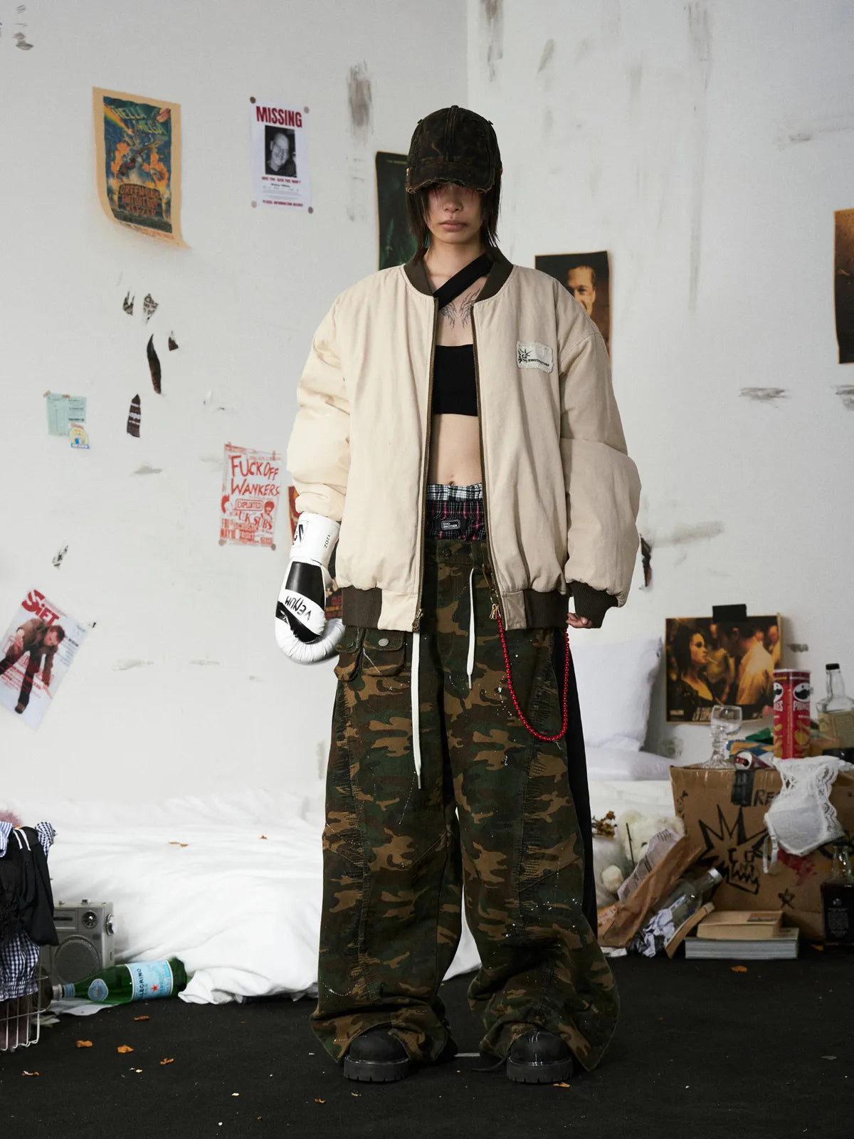 Camo Panel Baggy Cargo Pants