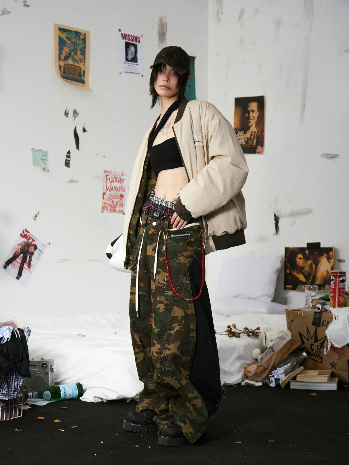 Camo Panel Baggy Cargo Pants