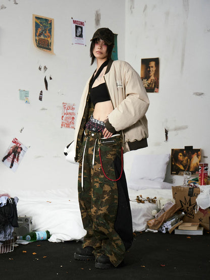 Camo Panel Baggy Cargo Pants