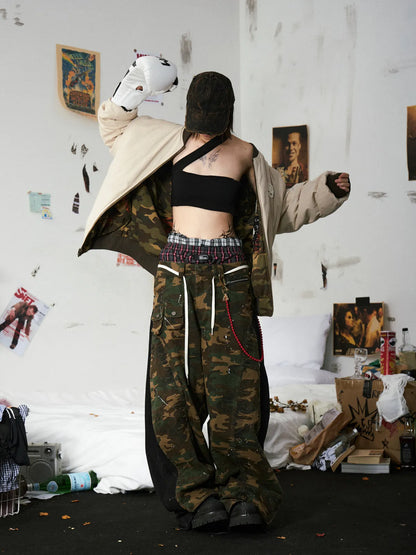 Camo Panel Baggy Cargo Pants