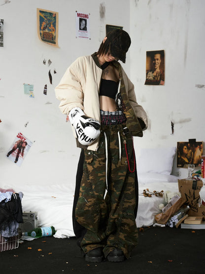 Camo Panel Baggy Cargo Pants