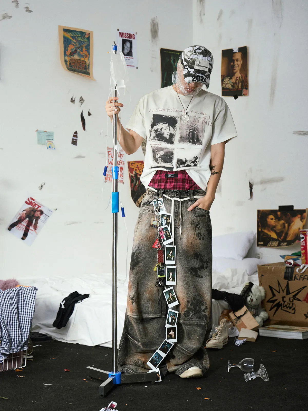 A-line Washed Baggy Jeans