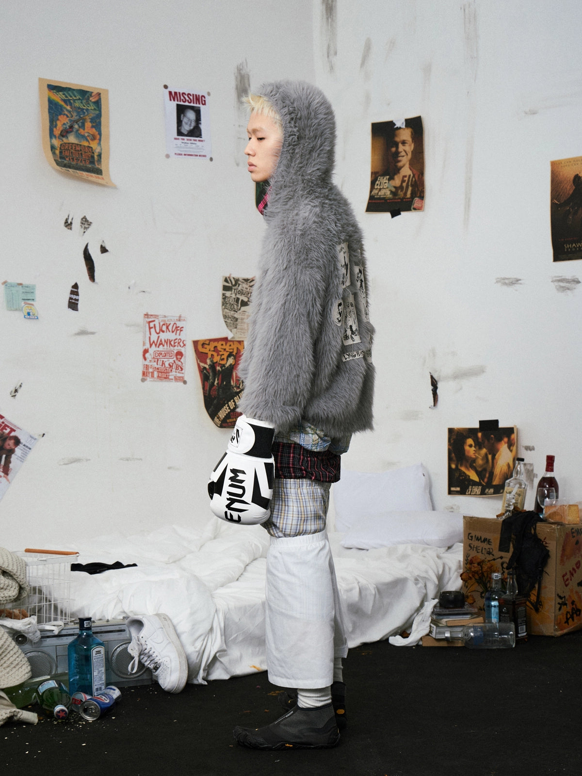 Fluffy Embroidered Hooded Knit Sweater