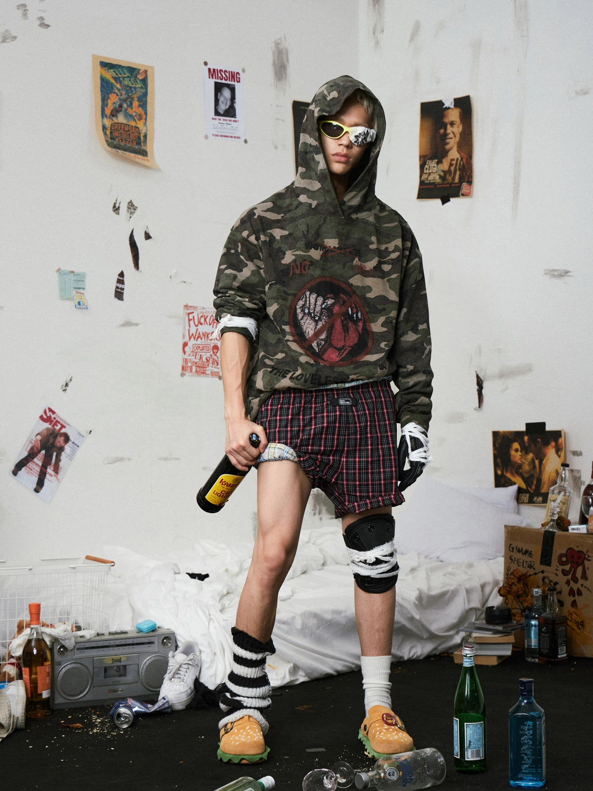 Vintage Camouflage Print Hoodie