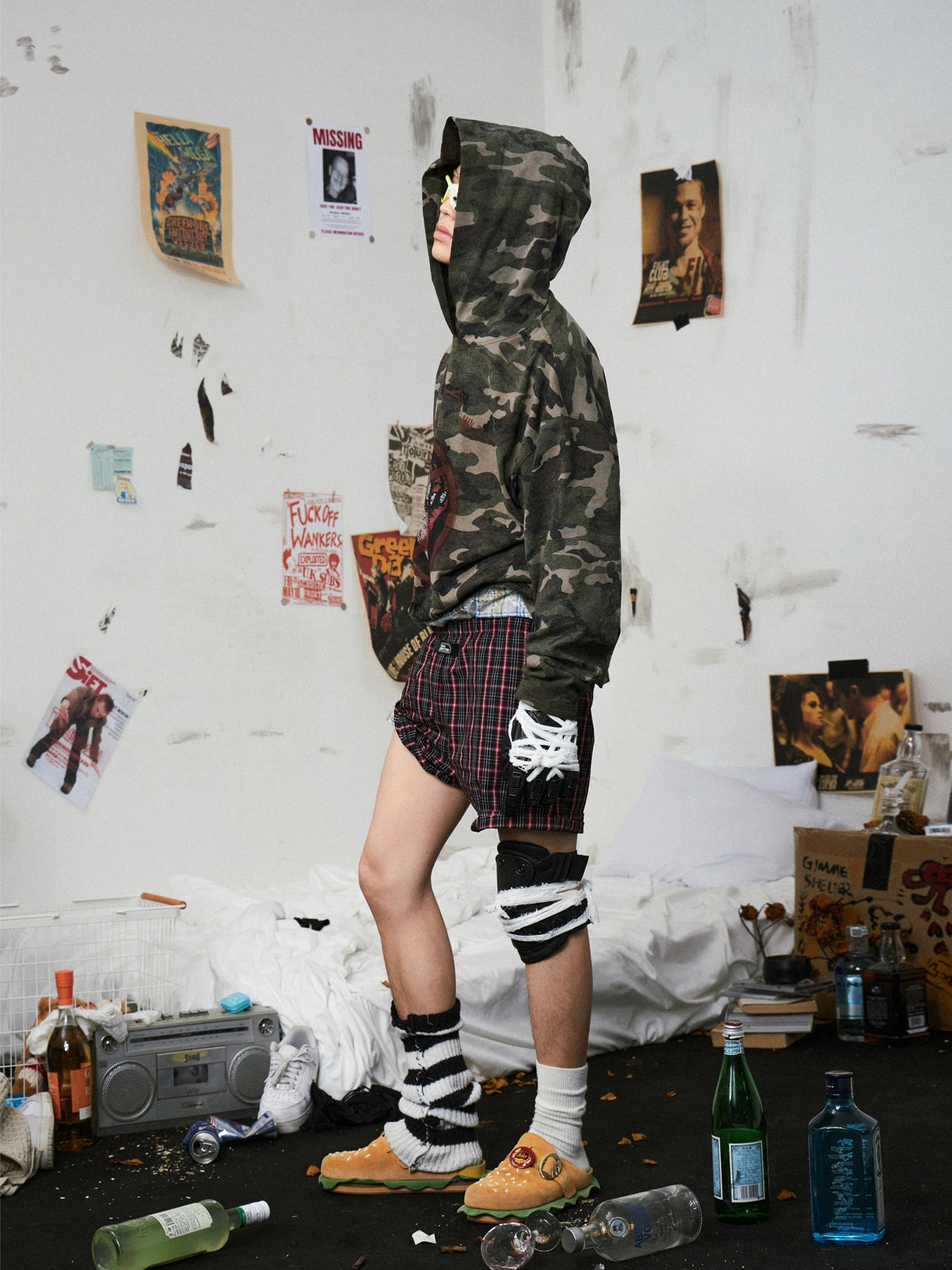 Vintage Camouflage Print Hoodie