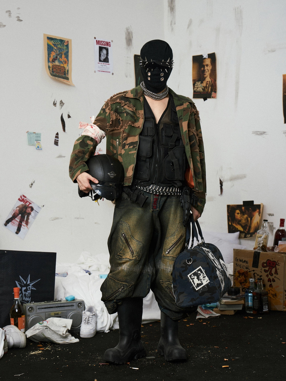 Camouflage Distressed Work Jacket