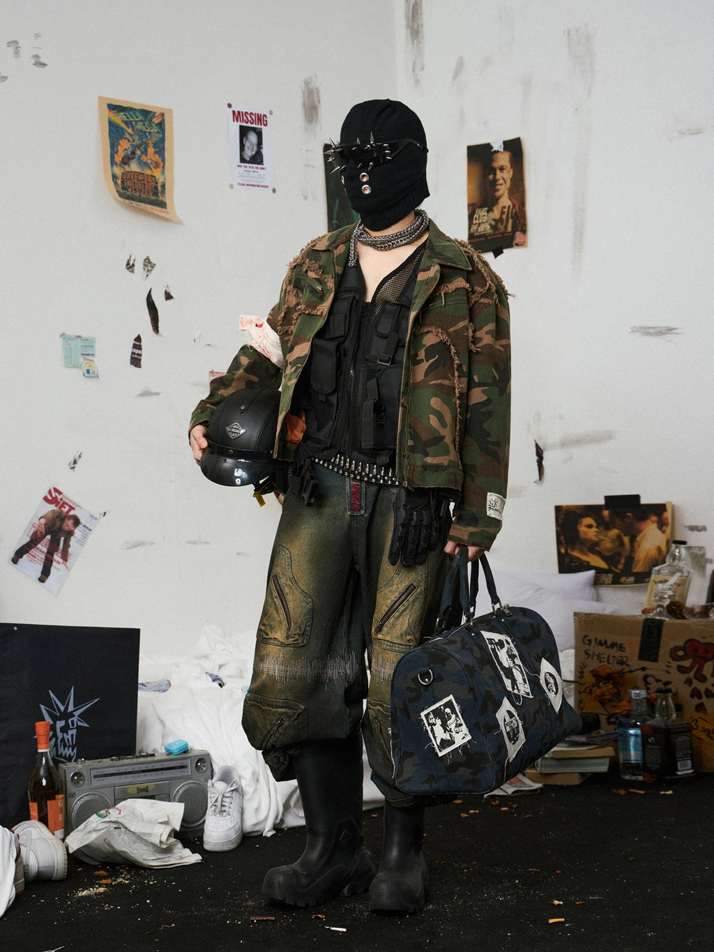 Camouflage Distressed Work Jacket – EMOBROTHER Camouflage Distressed Work Jacket – EMOBROTHER