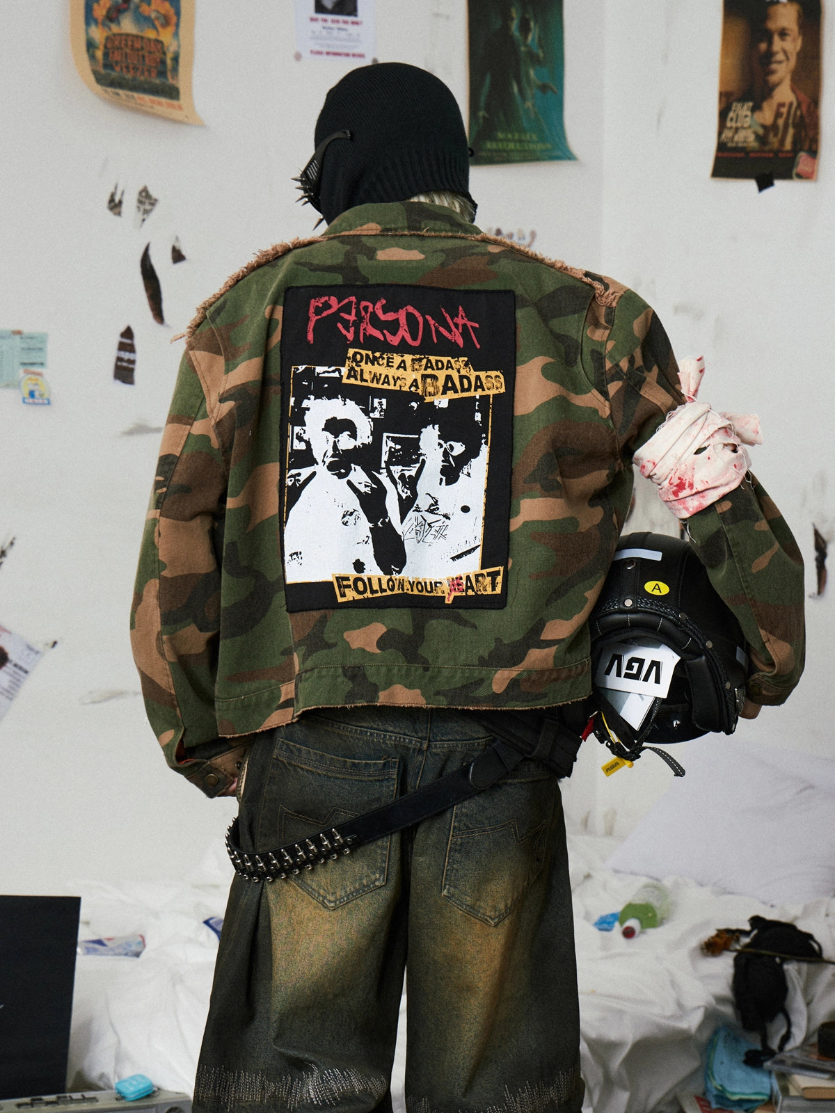 Camouflage Distressed Work Jacket