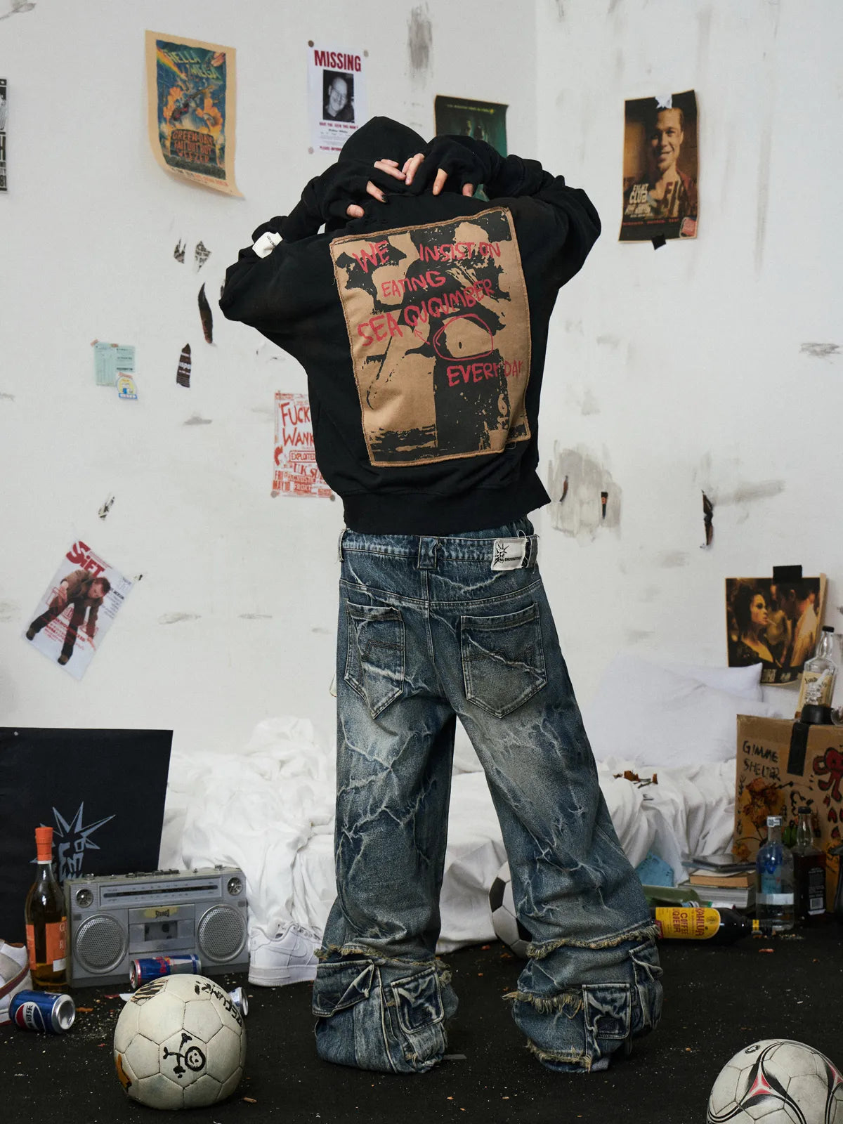 Double Waistband Cargo Jeans