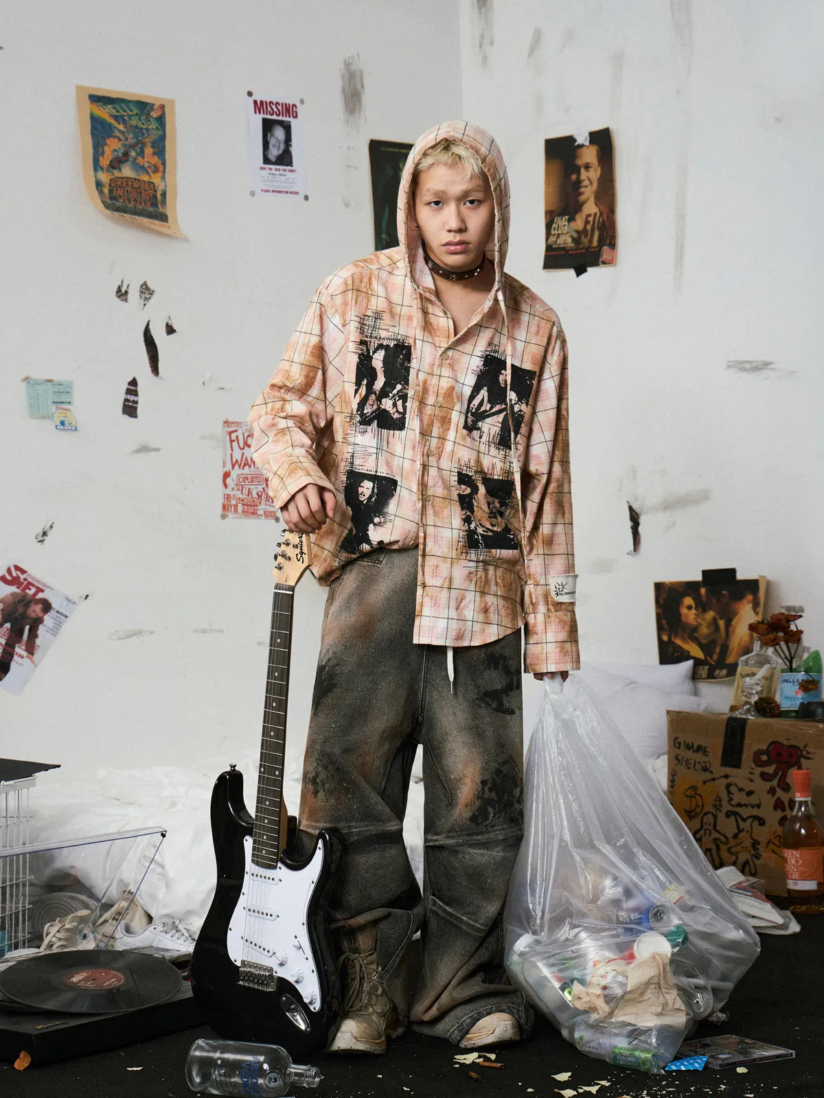 A-line Washed Baggy Jeans