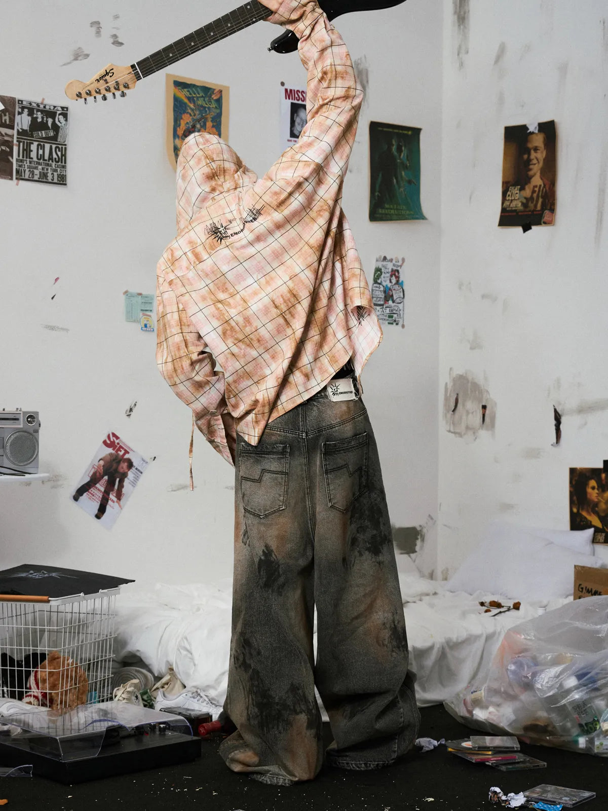 A-line Washed Baggy Jeans