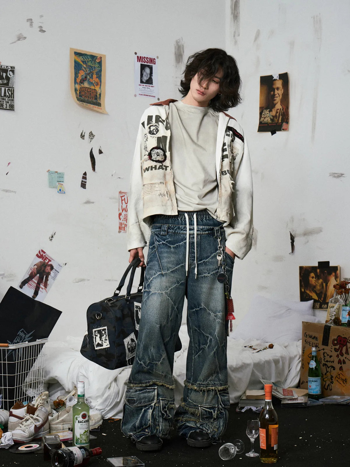 Double Waistband Cargo Jeans