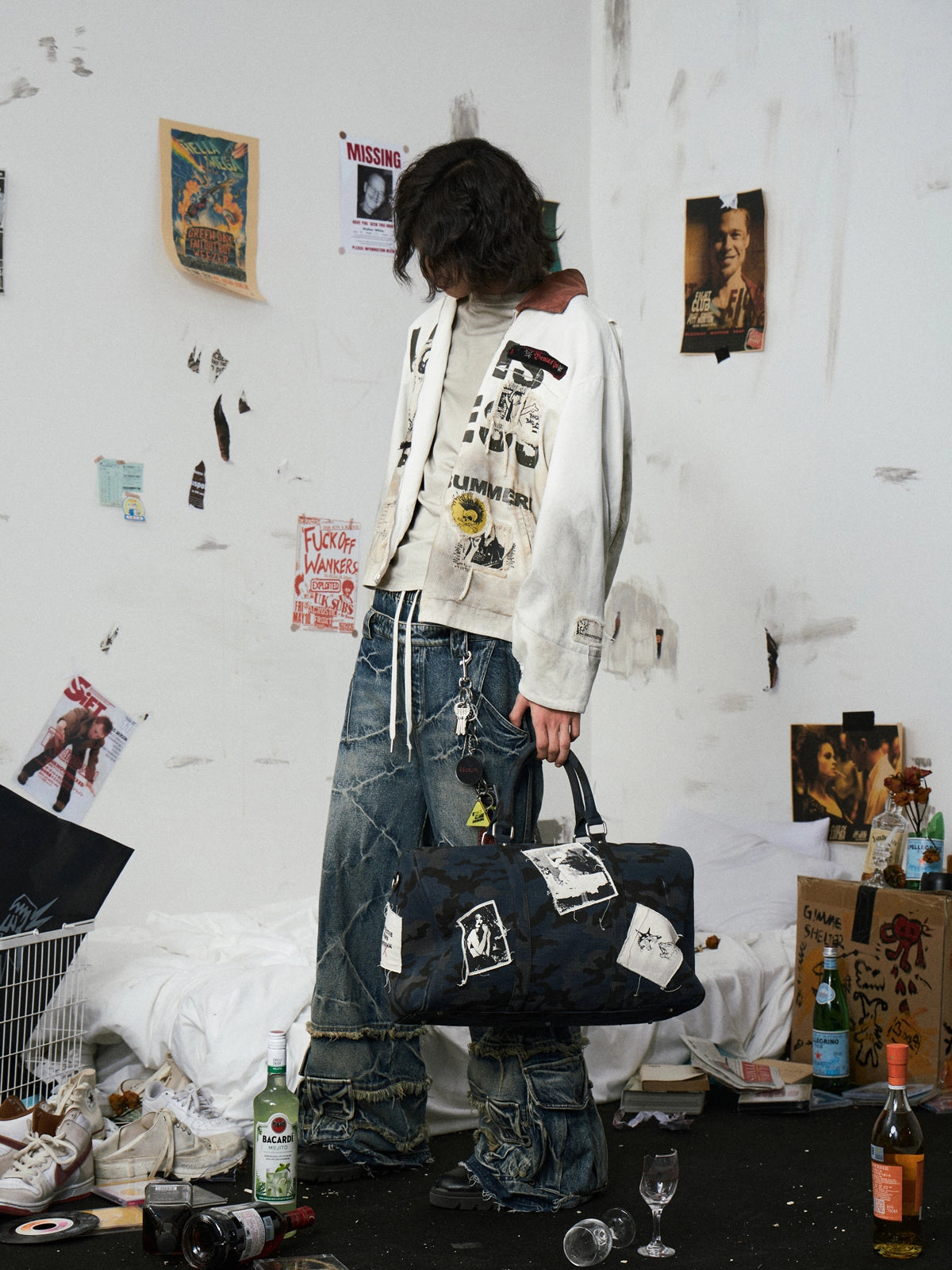 Distressed Stain White Detroit Jacket