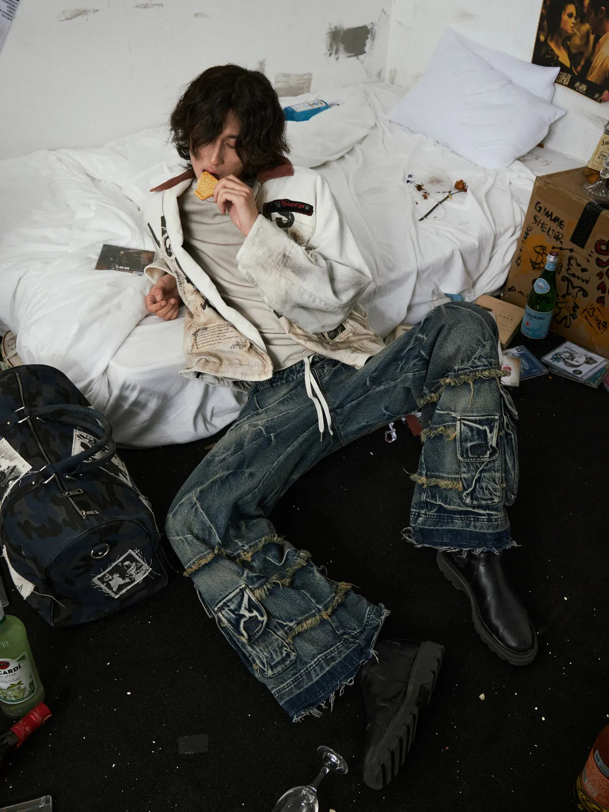 Double Waistband Cargo Jeans