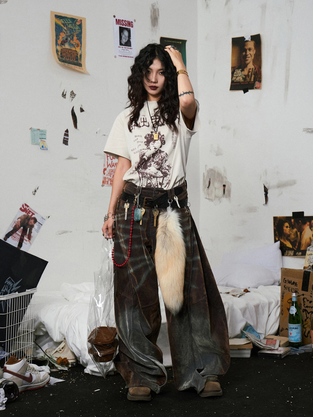 Vintage Beige Printed T-Shirt