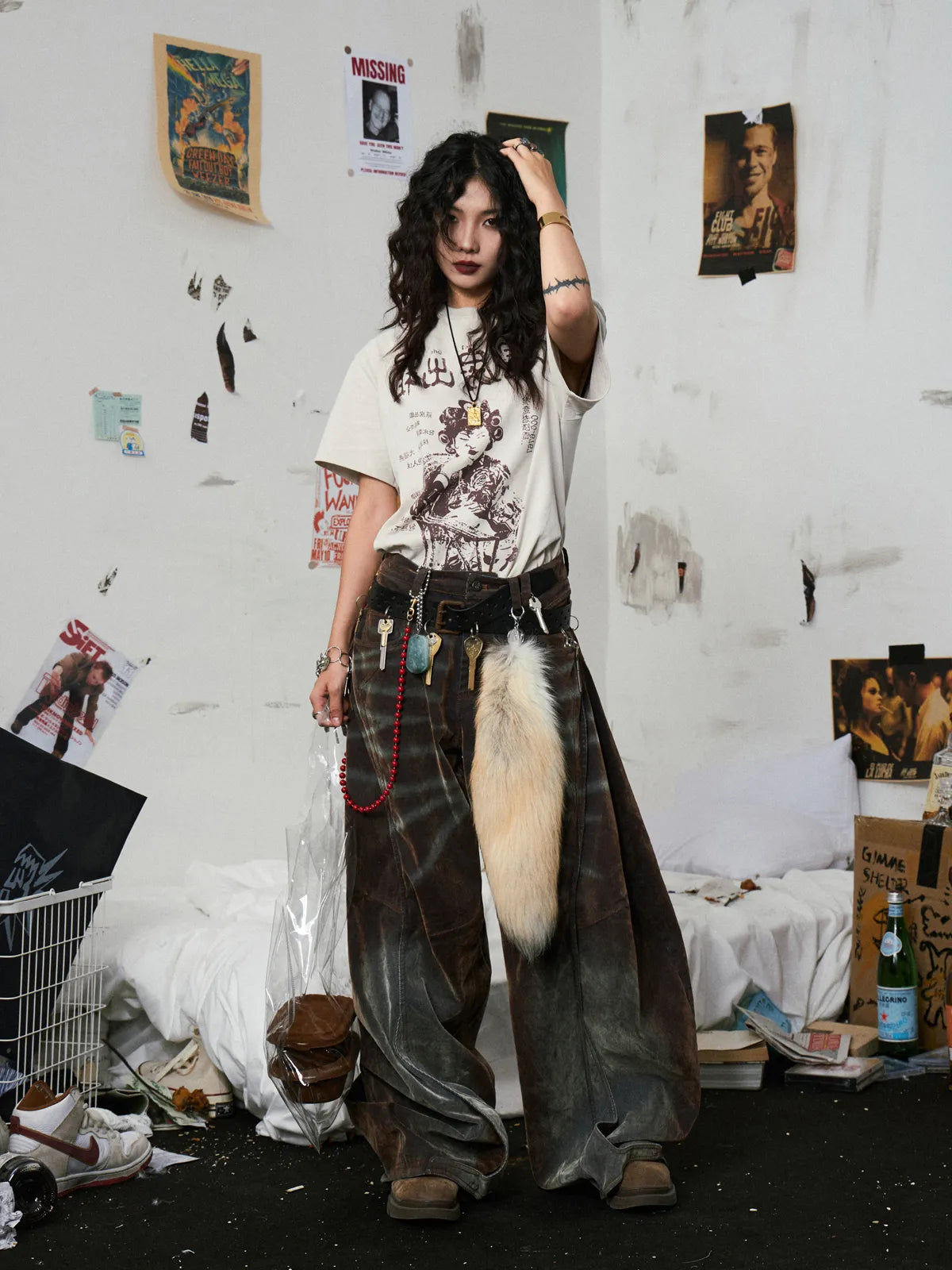 Brown Washed  Baggy Jeans