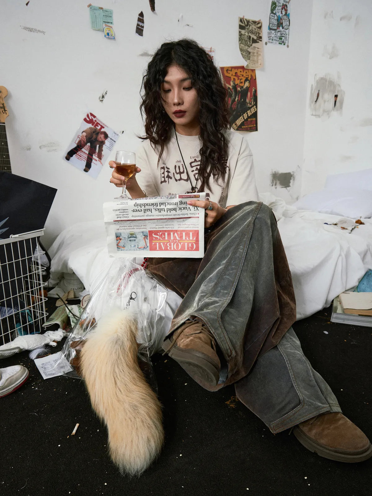 Brown Washed  Baggy Jeans