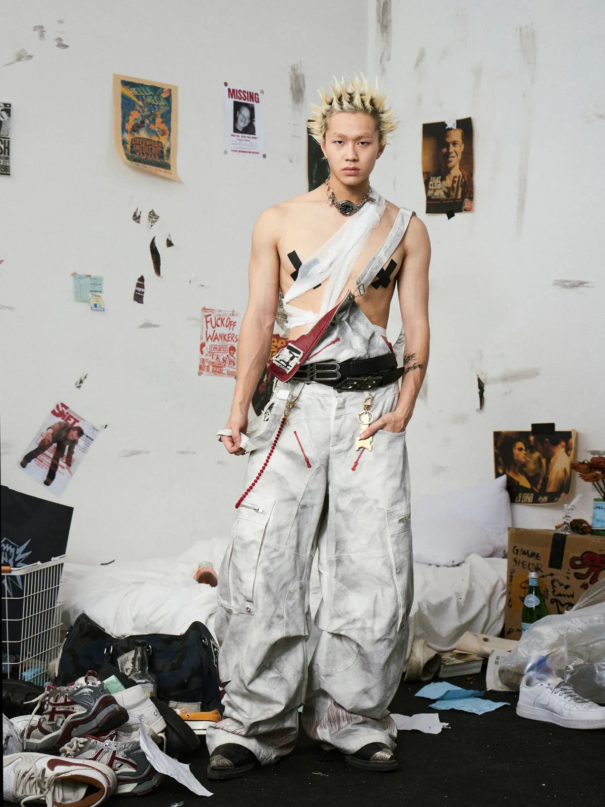 Removable Wide-Leg Overall Pants
