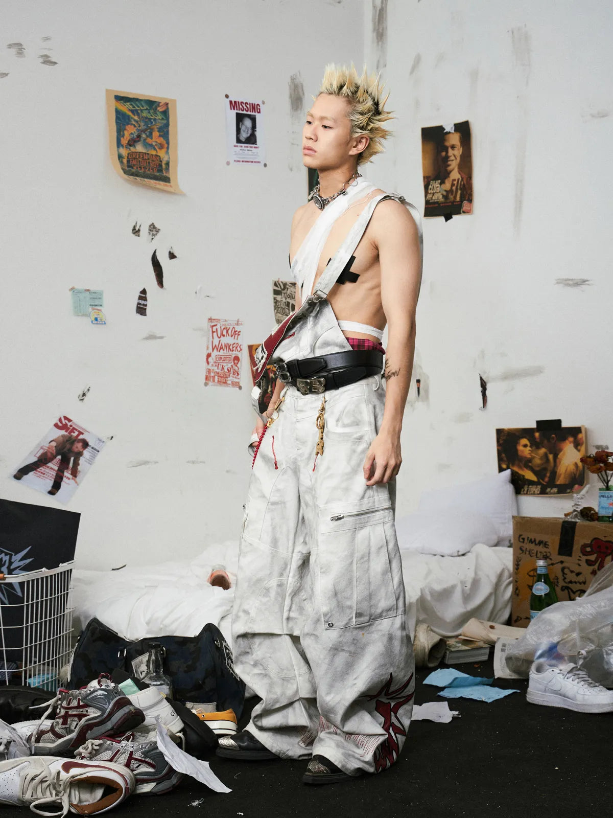 Removable Wide-Leg Overall Pants