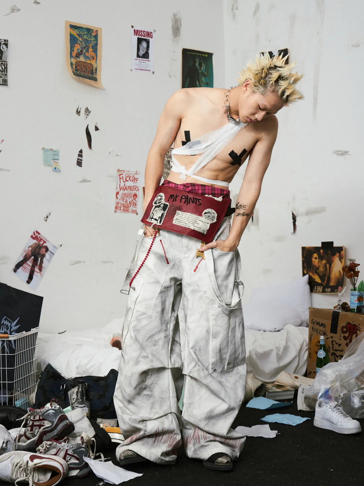 Removable Wide-Leg Overall Pants