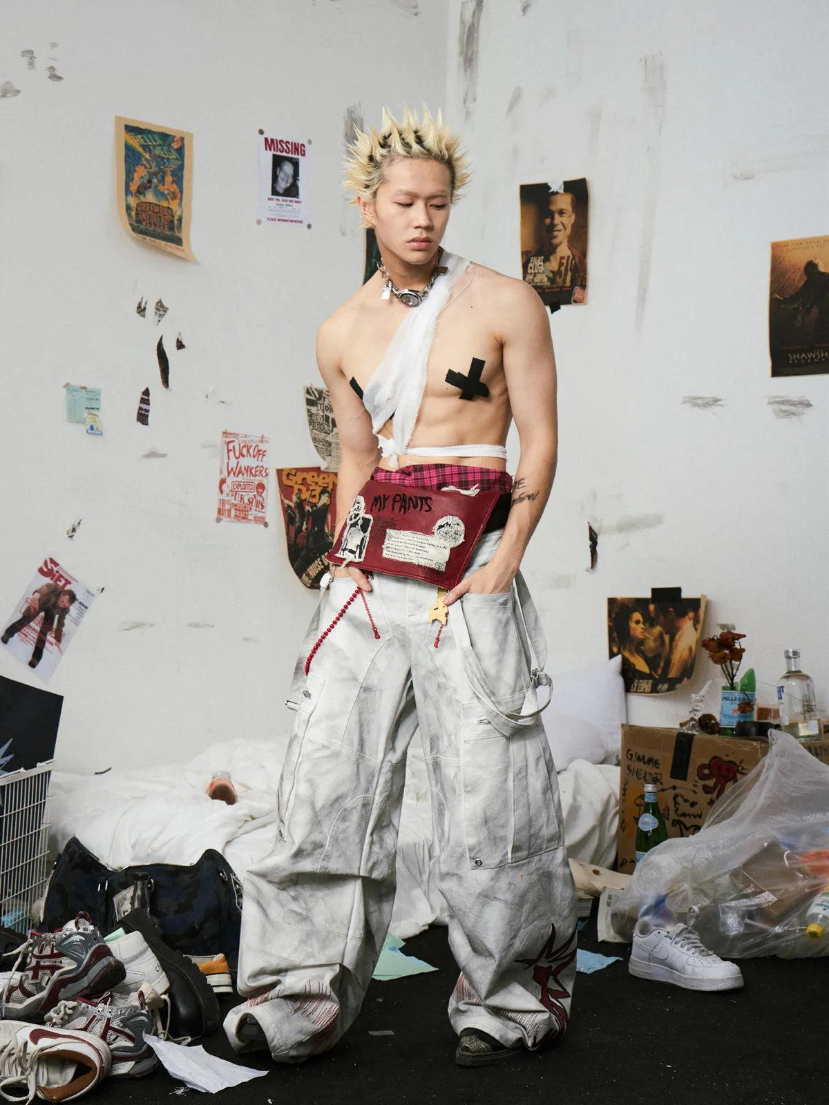 Removable Wide-Leg Overall Pants