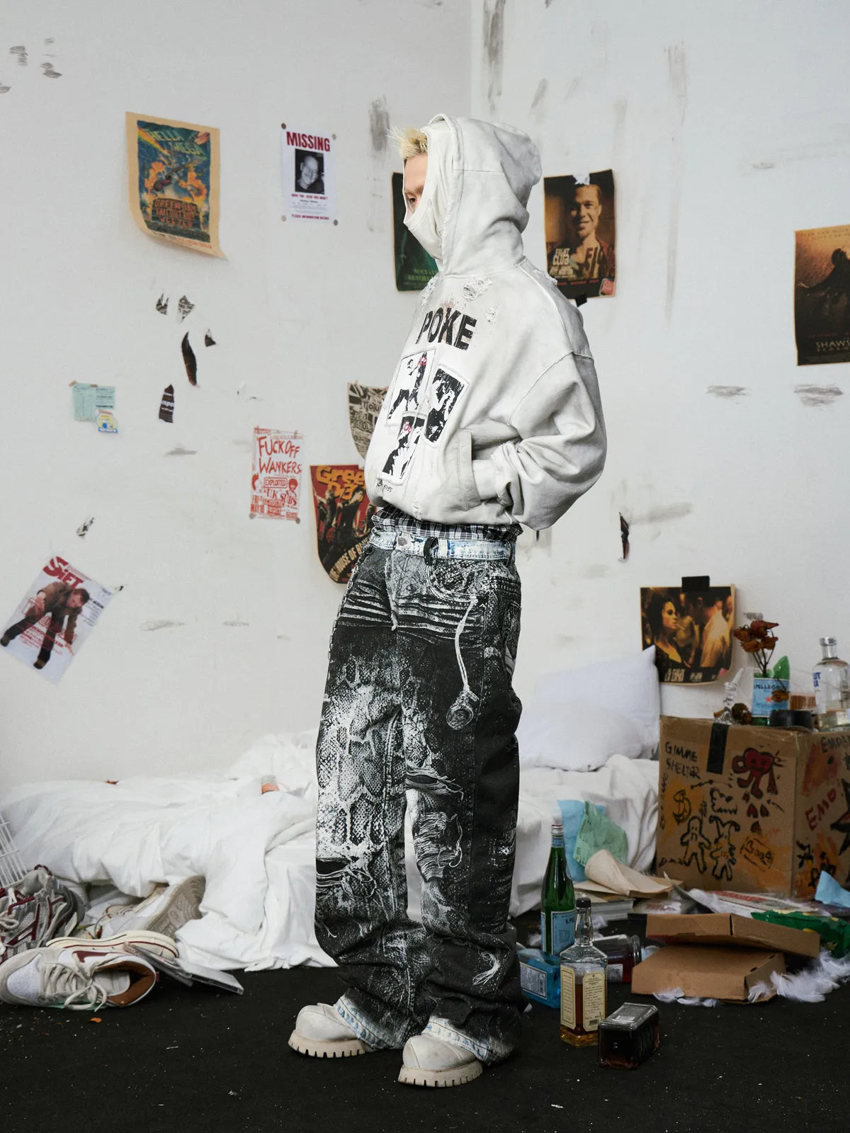 3D Snake Print Flare Jeans