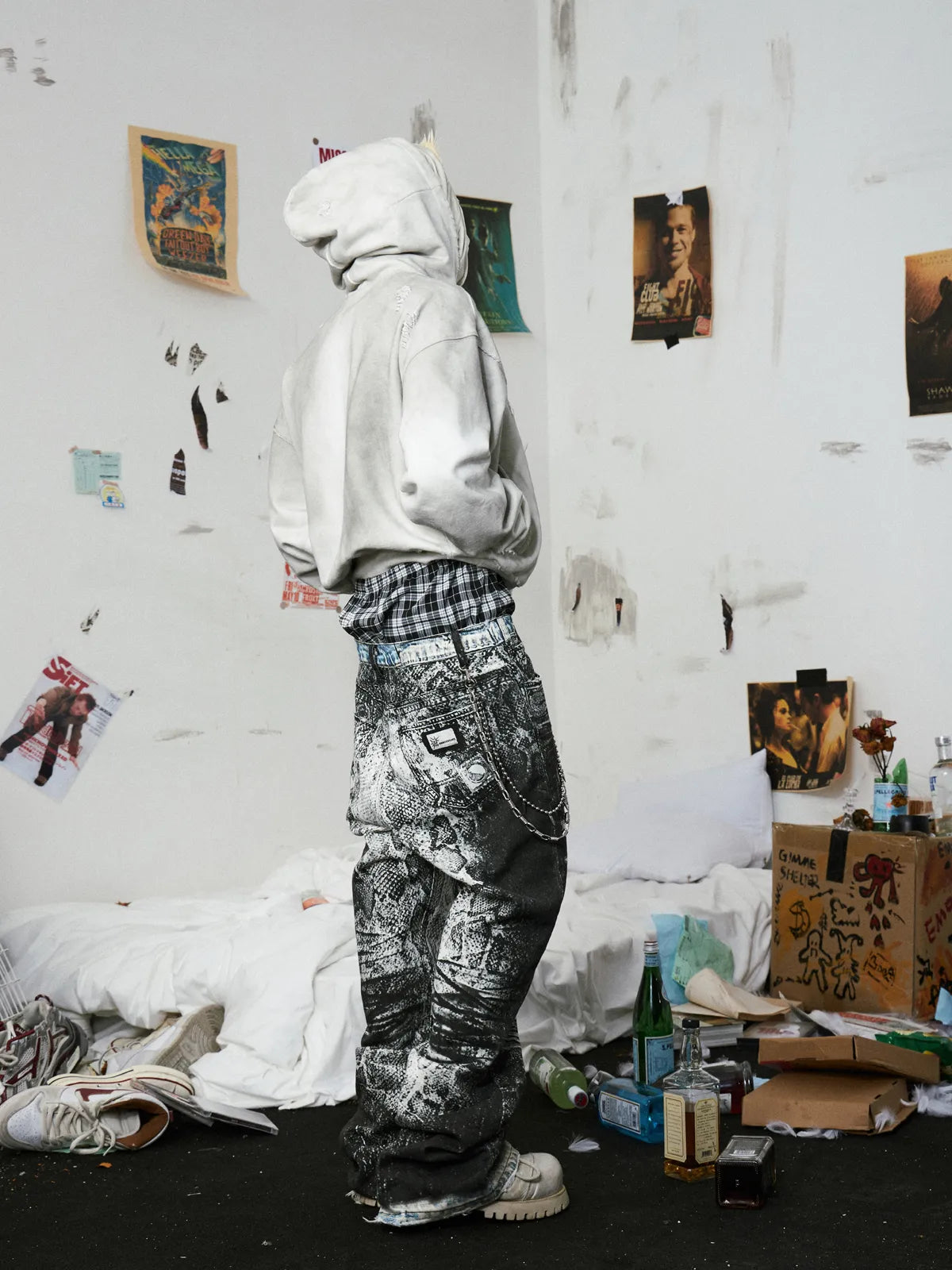 3D Snake Print Flare Jeans