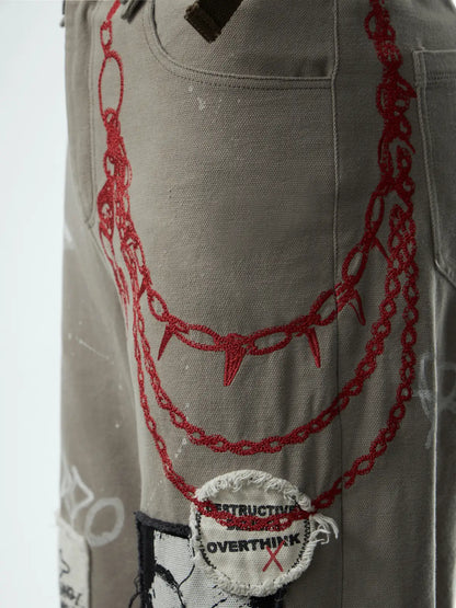 Graffiti  Print Cargo Pants