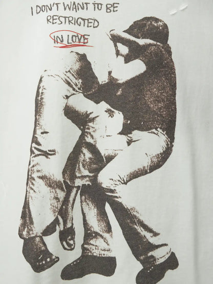 Distressed White Loose T-Shirt