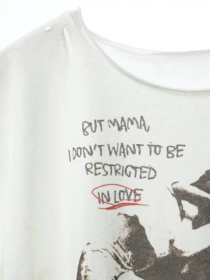 Distressed White Loose T-Shirt