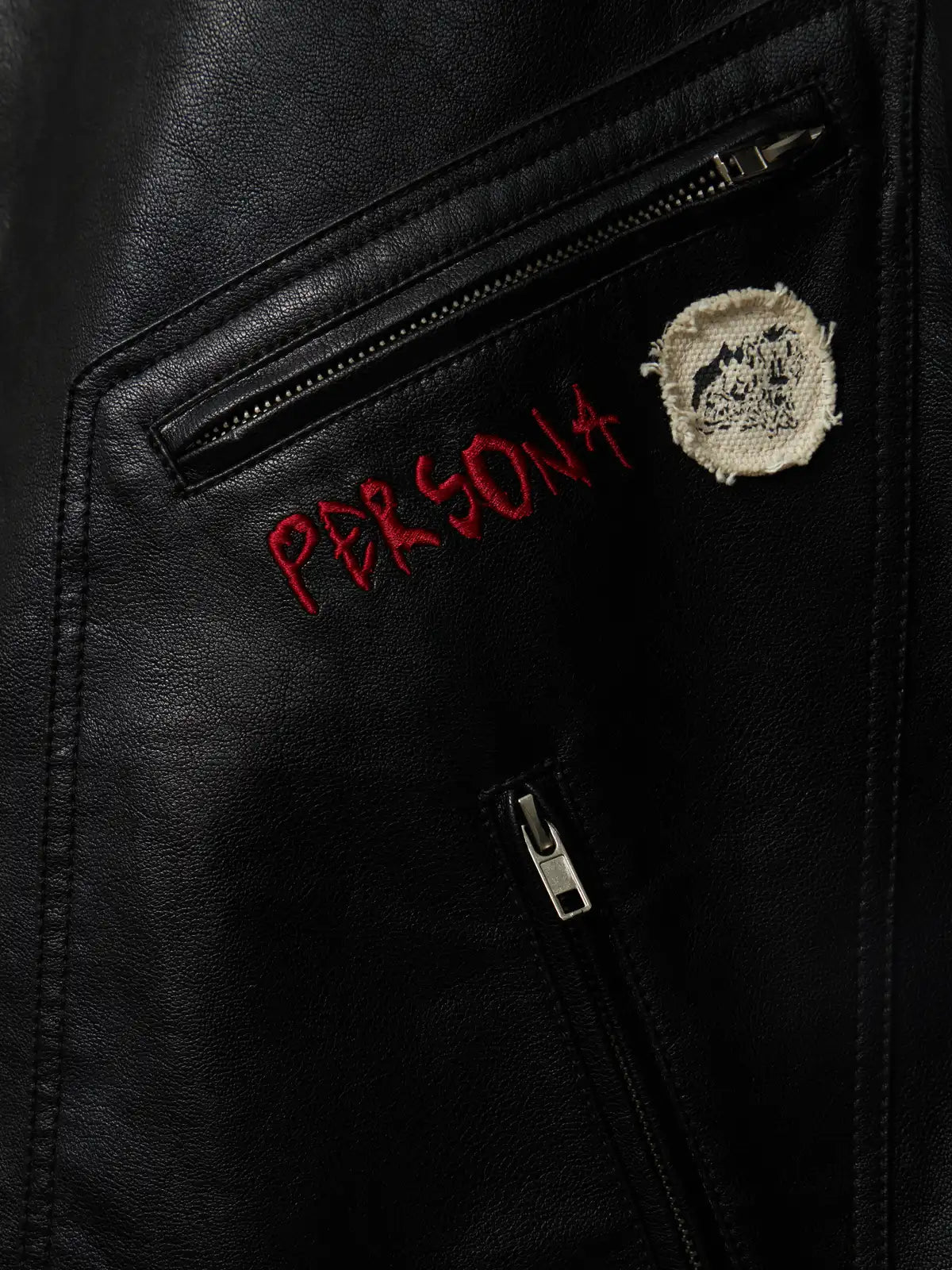 Punk Embroidered Leather Jacket