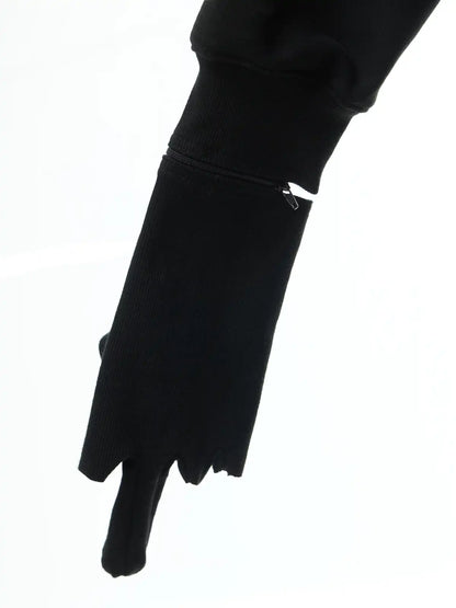 Punk Black Hoodie With Detachable Gloves