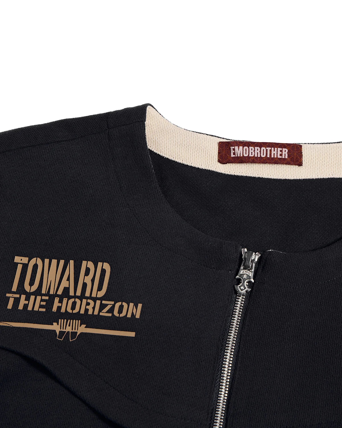 EMO Textured Half-Zip Graphic T-Shirt