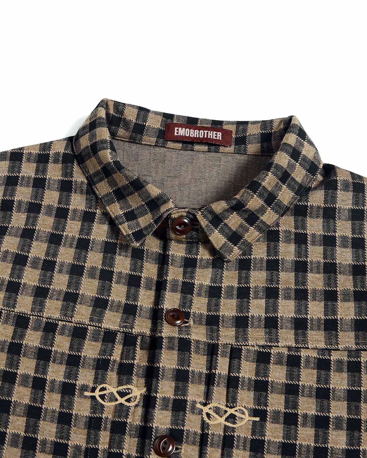 EMO Knit Plaid-Effect Embroidered Jacket