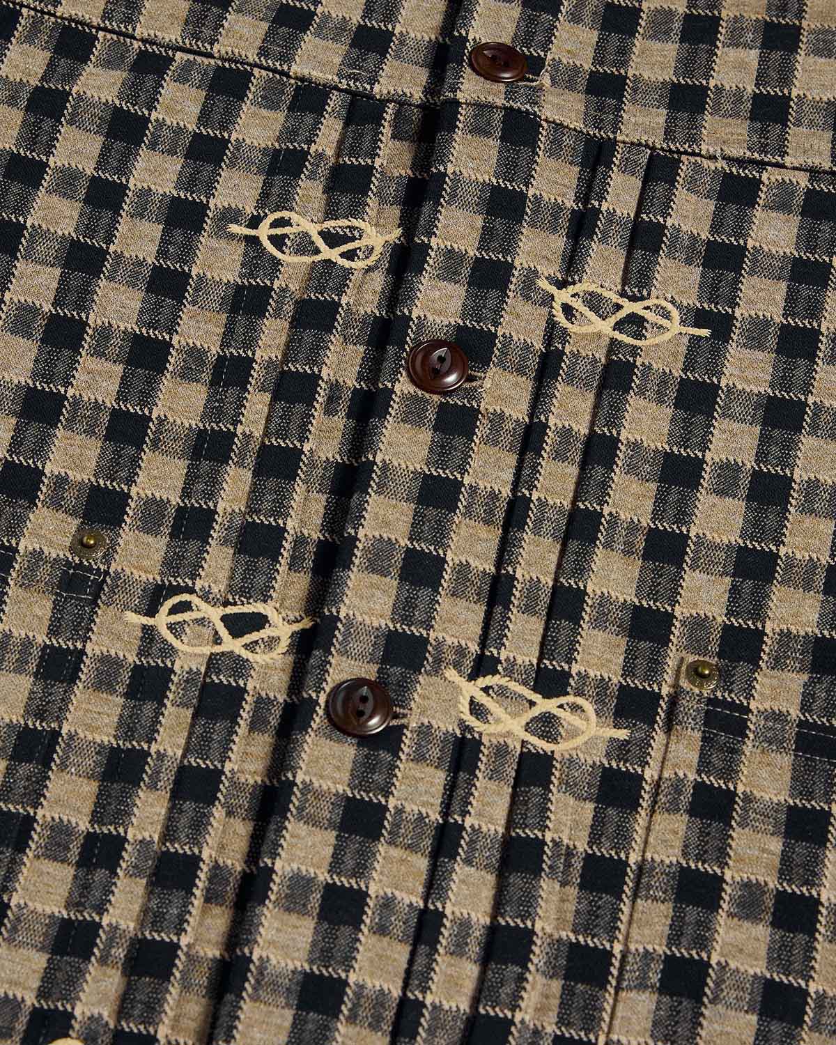 EMO Knit Plaid-Effect Embroidered Jacket