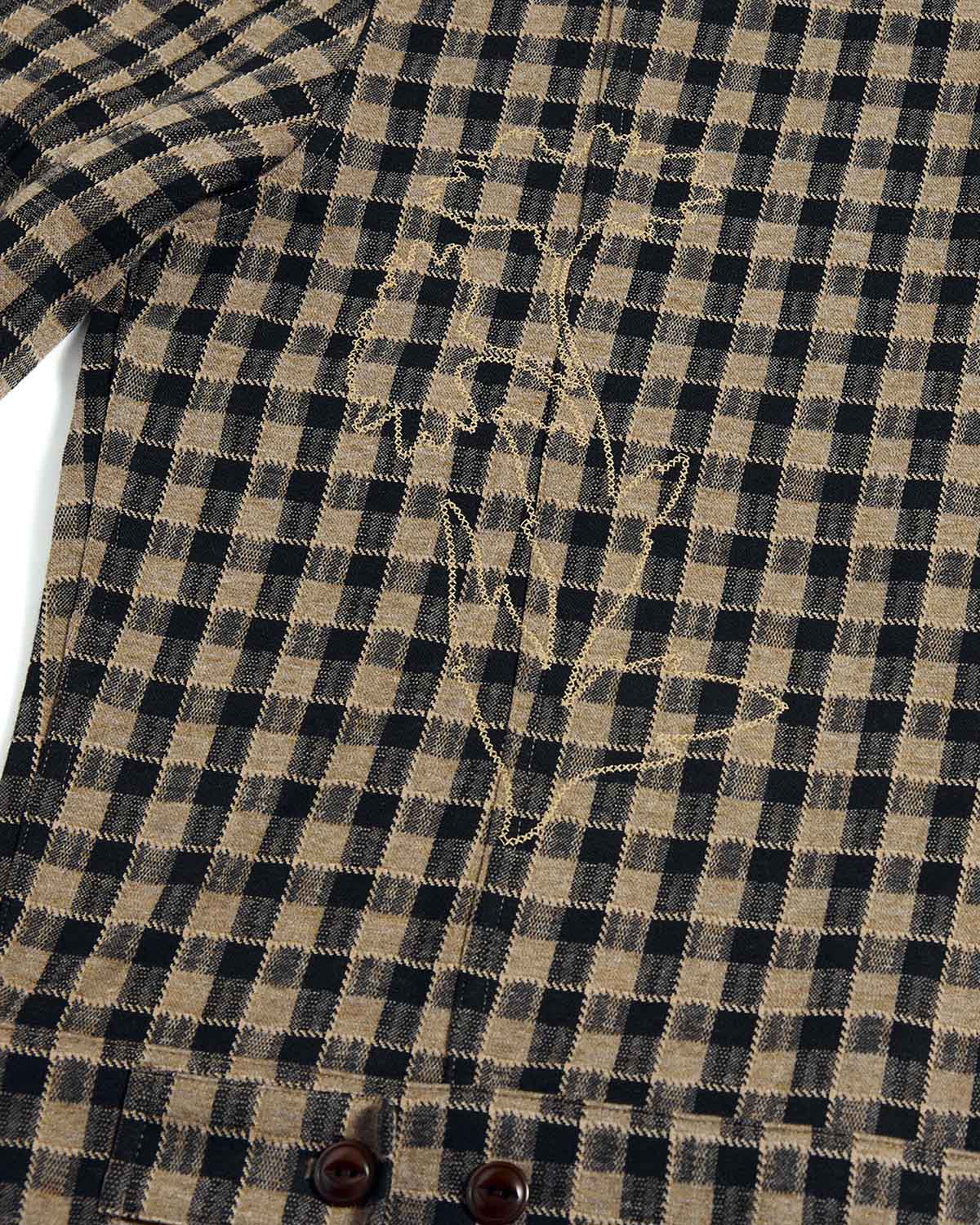 EMO Knit Plaid-Effect Embroidered Jacket