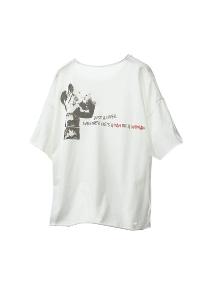 Distressed White Loose T-Shirt
