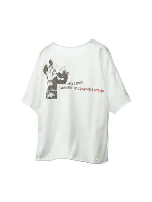 Distressed White Loose T-Shirt