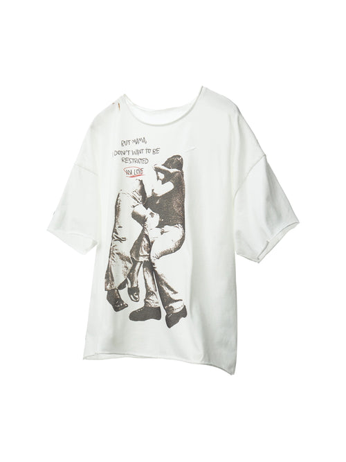 Distressed White Loose T-Shirt