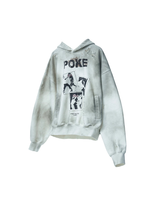 Dyed Distressed Print Hoodie
