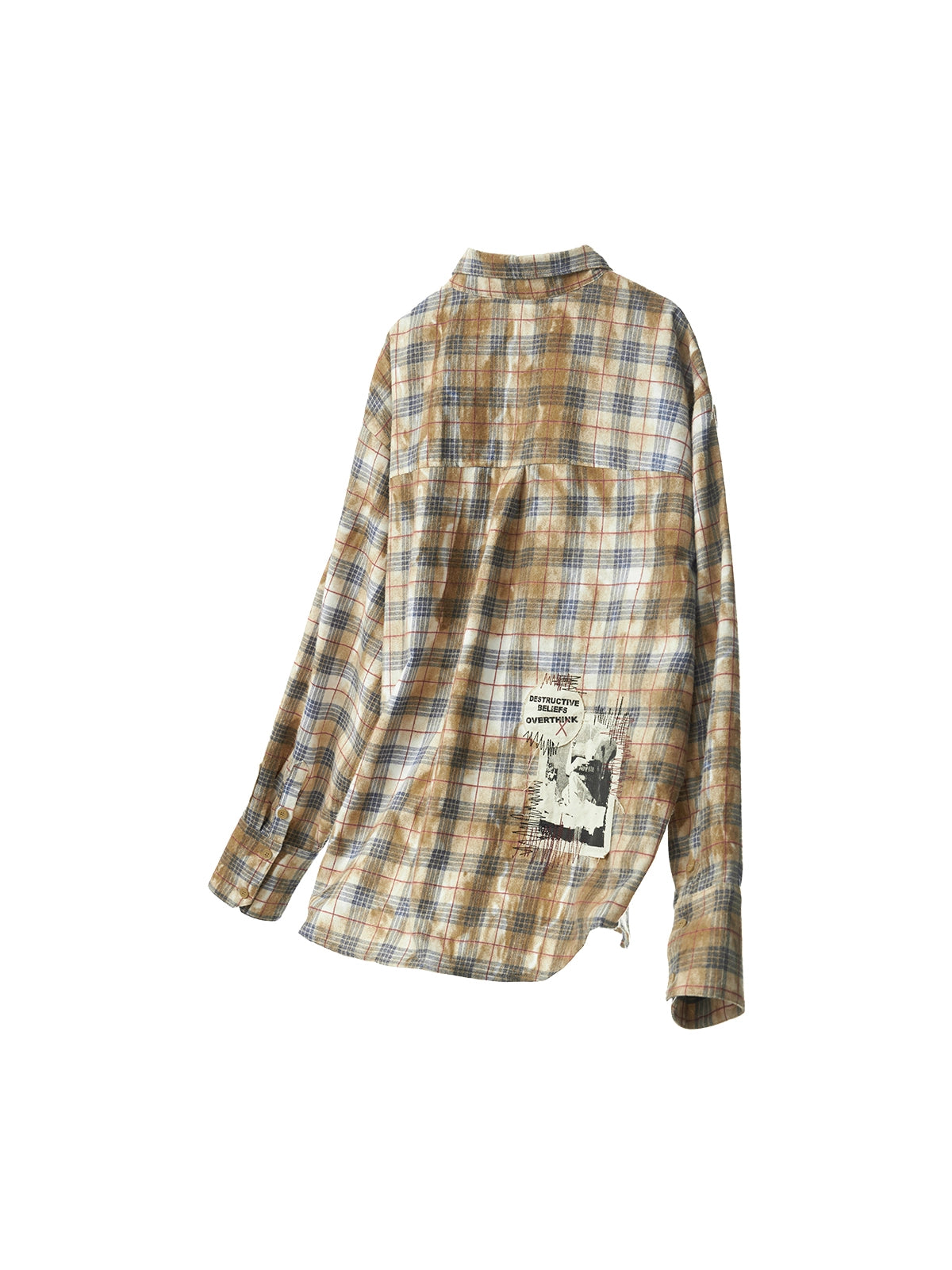 Grunge Patchwork Stain Plaid Shirt