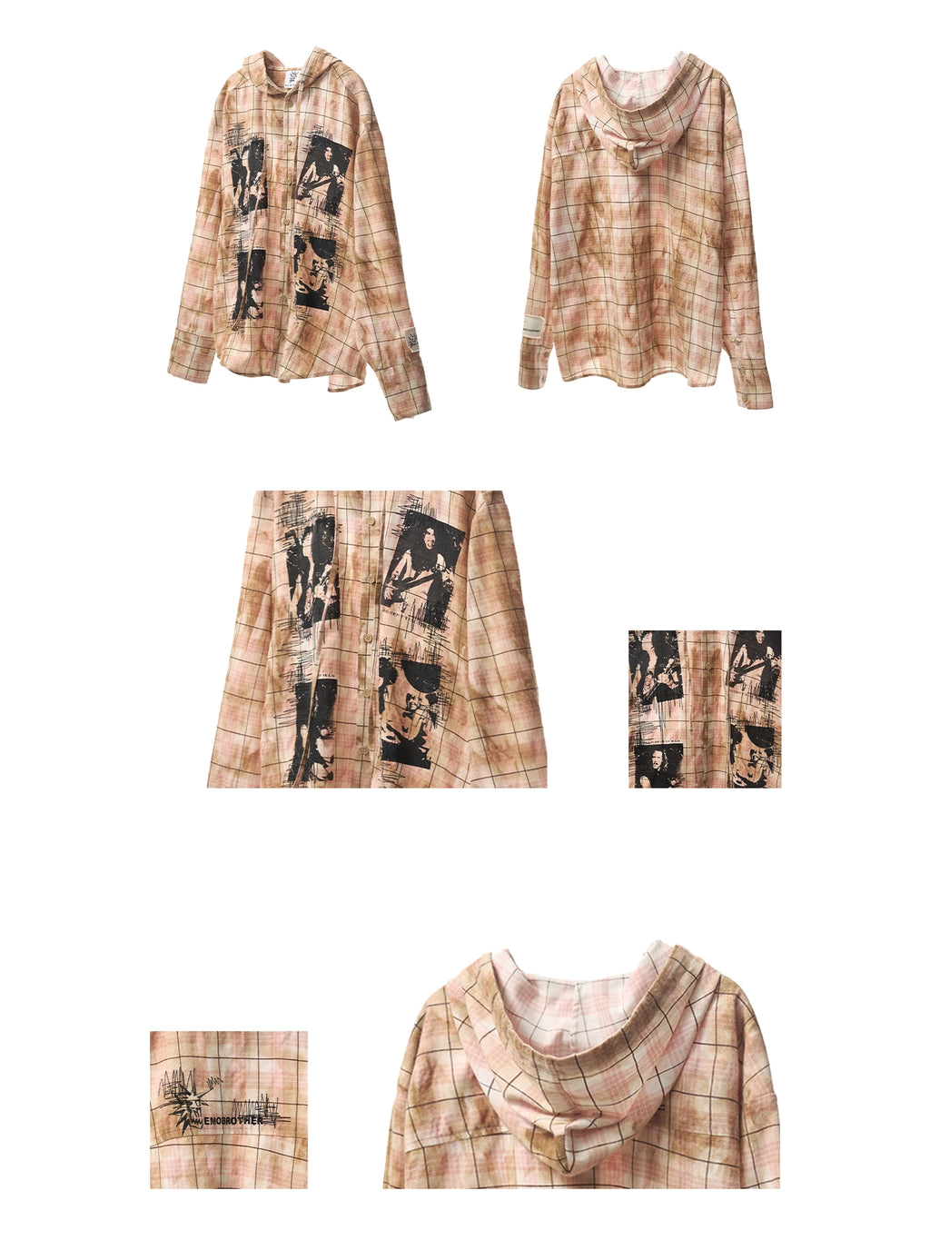 Stain Plaid Hooded Shirt